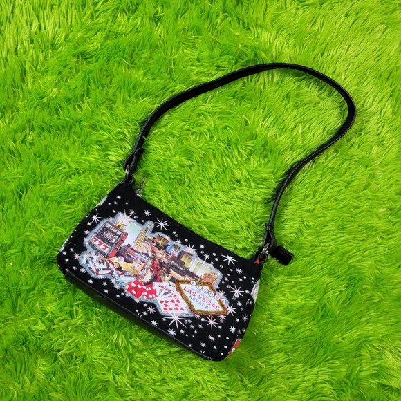 Unbranded Handbags - Y2k Beaded Black Las Vegas Baguette Mini Bag